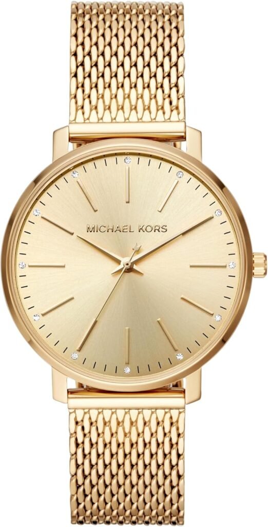 Michael Kors Pyper Three-Hand Gold-Tone Stainless Steel Mesh Womens Watch (Model: MK4339)